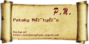 Pataky Mátyás névjegykártya
